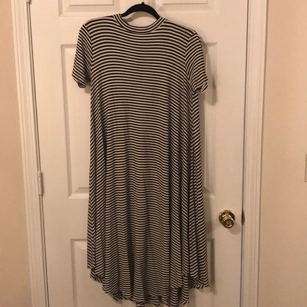 Black and white striped dress
